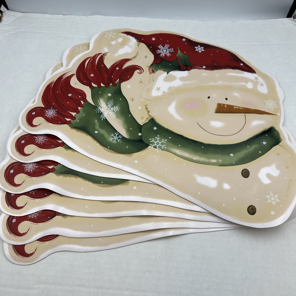 Vinyl‎ Snowman Placemats, Franco, Set of 6, Christmas,  Vintage